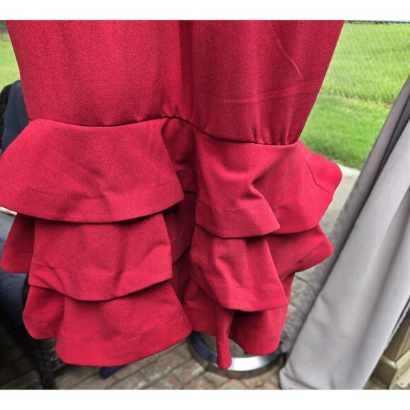 Ashley Stewart Flounce Ruffle Mermaid Dress Tiered Women's Red New Sz 14/16 - Picture 8 of 10